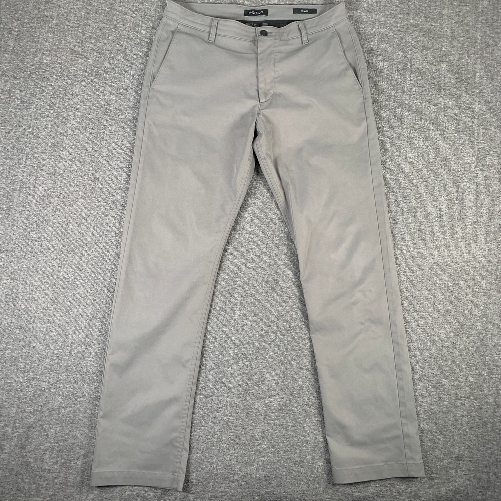 Proof Nomad Pants Men 33x31 Gray Chino Huckberry Straight Fit Performance Tech